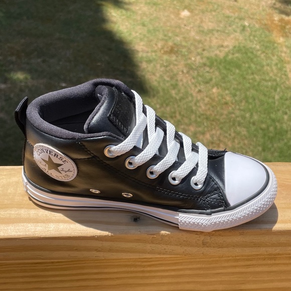 Converse Other - Converse Black Leather Sneakers Size 13